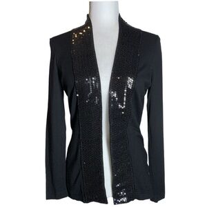 Open Black Sequin Cardigan